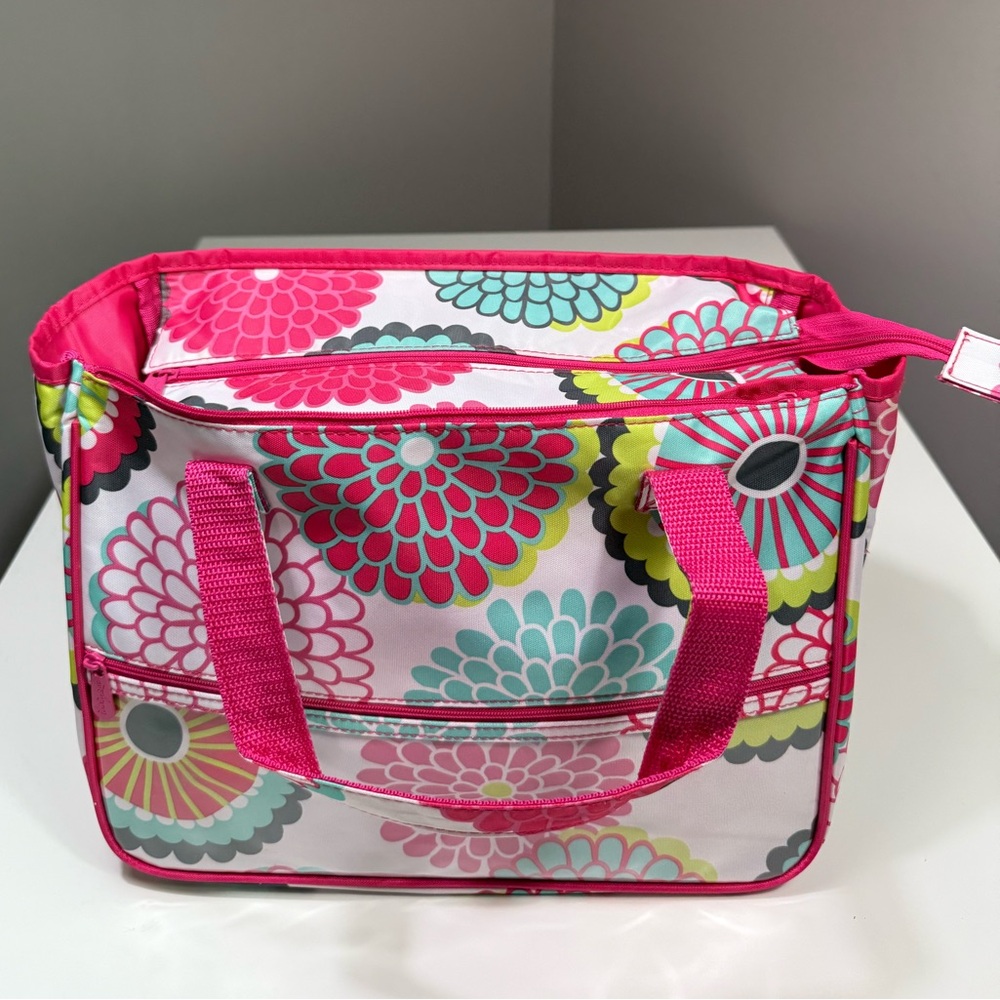 Thirty-One Vibrant bubble bloom floral organizing tote